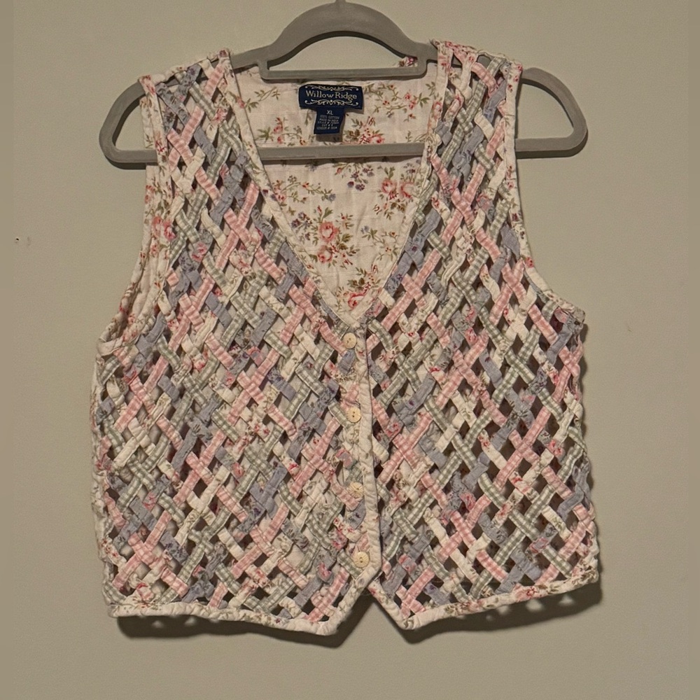GUC Vintage Willow Ridge Women's Pastel Woven 100% Cotton Vest